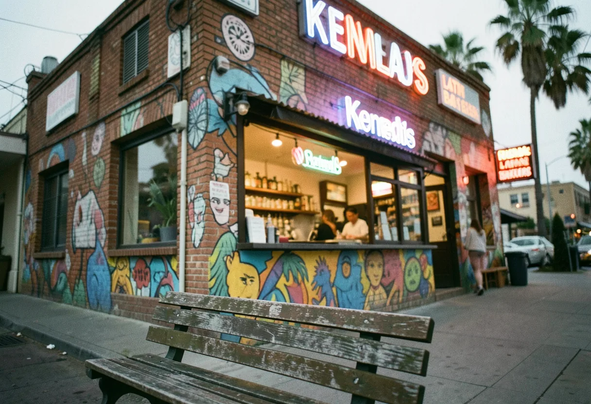 Vibrant Latin bar scene under soft, diffused lighting, showcasing Kendall's rising nightlife.
